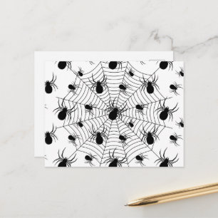 Carte Postale Motif d'Halloween Black White araignées