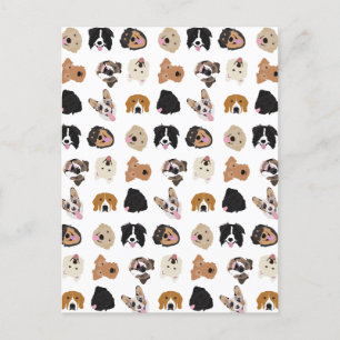Carte Postale Motif d'illustration du visage de chien mignon