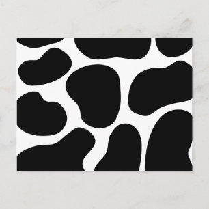 Carte Postale Motif d'impression de vache noire et blanche.