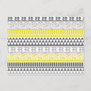 Carte Postale Motif d'impression tribal Aztec Gray Jaune