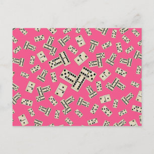 Carte Postale Motif domino rose amusant