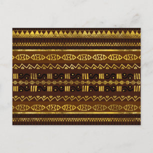 Carte Postale Motif d'or d'Afrique ethnique brun