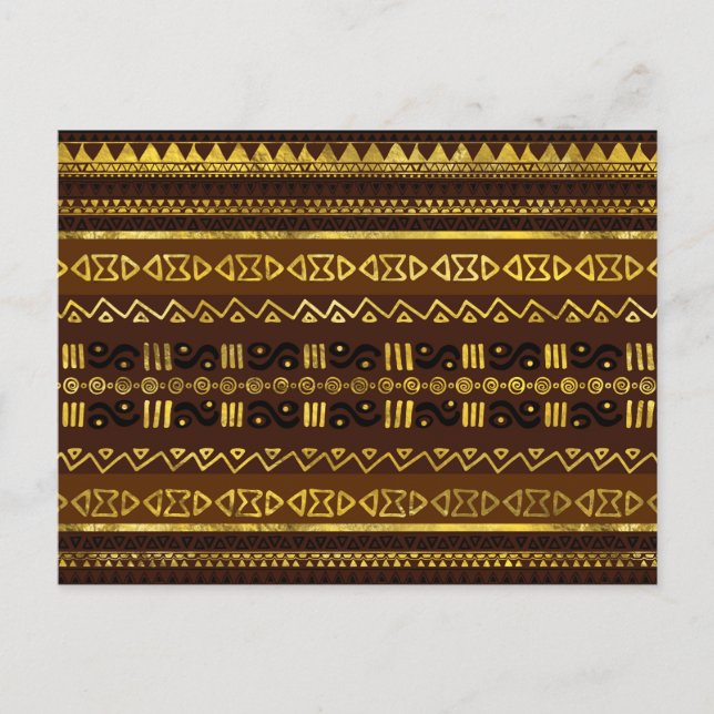 Carte Postale Motif d'or d'Afrique ethnique brun (Devant)
