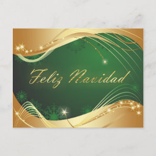 Carte Postale Motif doré de Noël avec fond vert