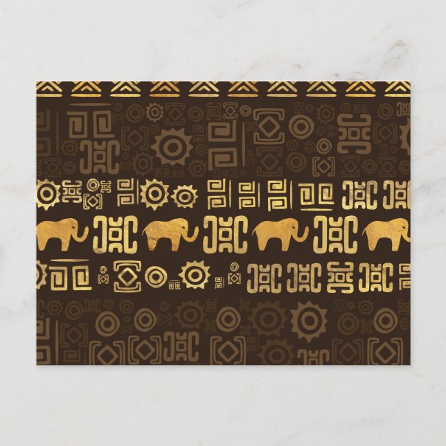Carte Postale Motif d'origine africaine- marron et or #4 (Devant)