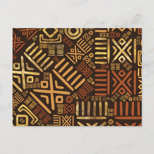 Carte Postale Motif d'origine africaine- marron et or #6 (Devant)