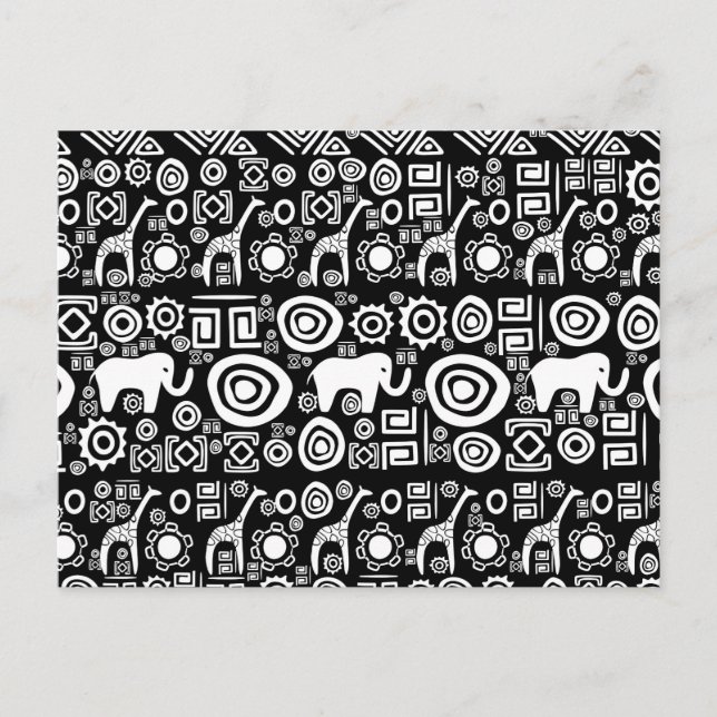Carte Postale Motif d'origine africaine - Noir et Blanc #4 (Devant)