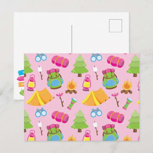 Carte Postale Motif du camp d'été (Devant / Derrière)