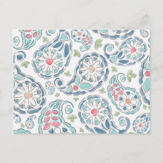 Carte Postale Motif du printemps Paisley (Devant)