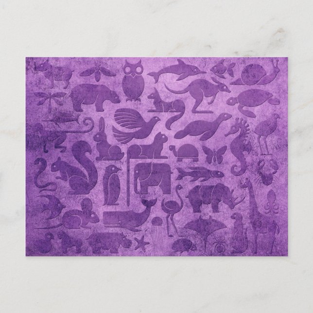 Carte Postale Motif du royaume animal vif et usé (Devant)