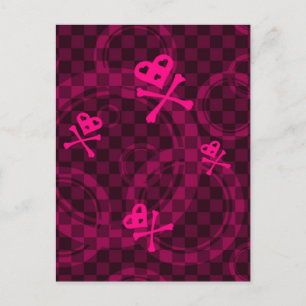 Carte Postale Motif Emo Rose Avec Cercles