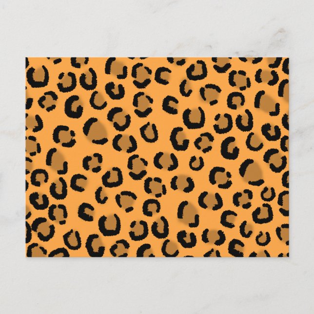 Carte Postale Motif Empreinte de léopard orange, noir et Brown. (Devant)
