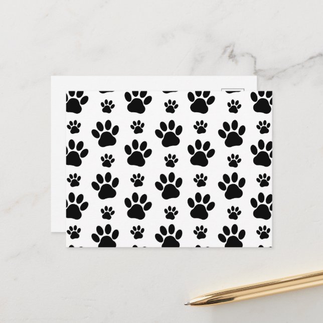 Carte Postale Motif Empreintes de Pattes, Pattes de Chien, Empre (Devant/Arrière en situation)