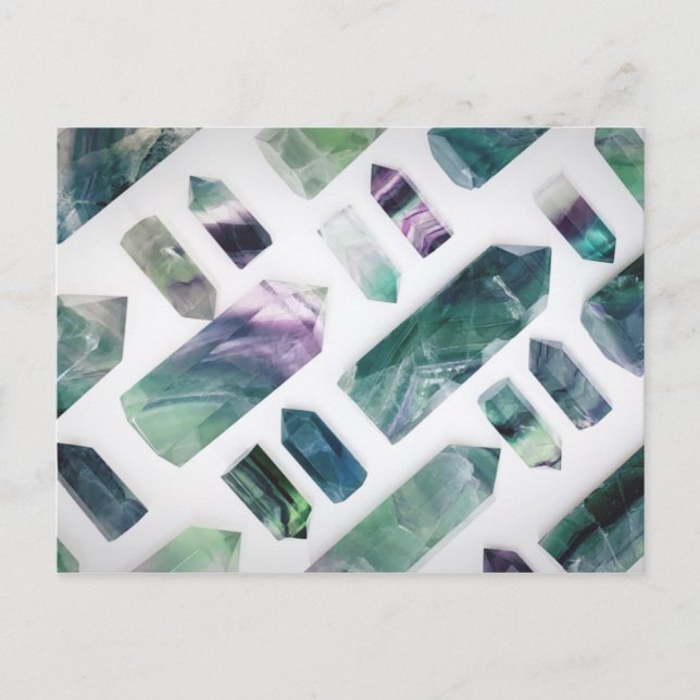 Carte Postale Motif en cristal Fluorite vert tendance (Devant)