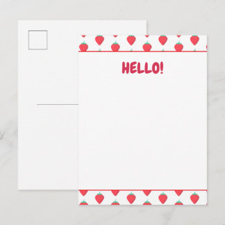 Carte Postale Motif esthétique Mignon Amour Fraise Kawaii