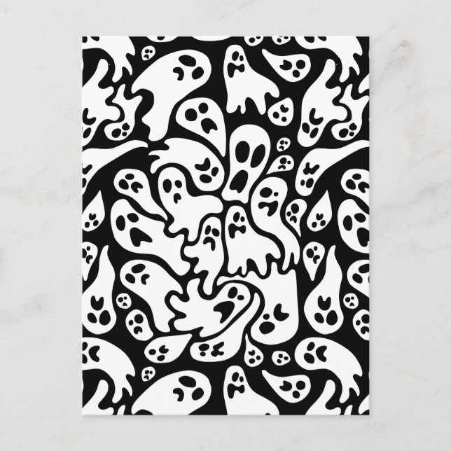 Carte Postale Motif fantôme noir et blanc (Devant)