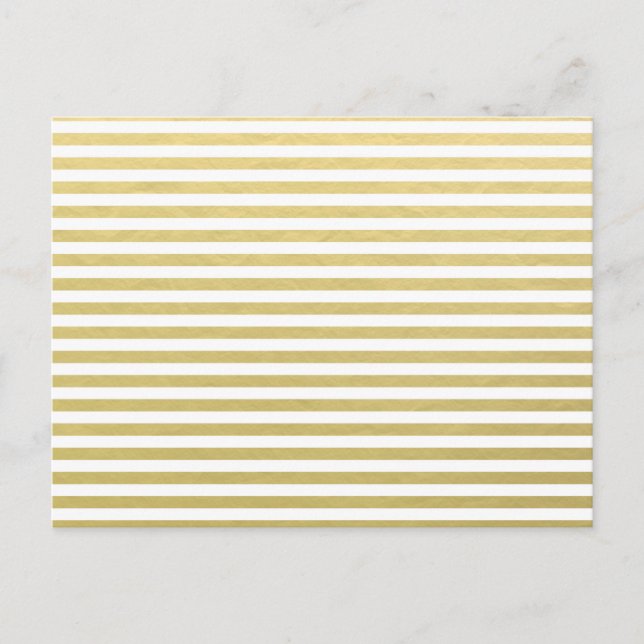 Carte Postale Motif Faux Gold Foil White Stripes (Devant)