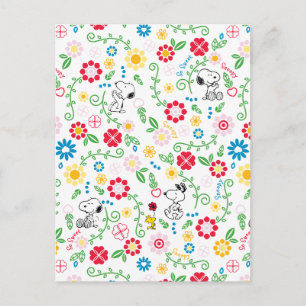 Carte Postale Motif Fleur Snoopy Si Mignon