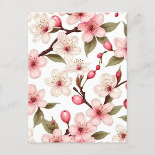 Carte Postale Motif Fleurs cerises