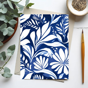Carte Postale Motif floral aquarelle botanique bleu