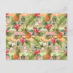 Carte Postale Motif floral coloré à ananas tropical