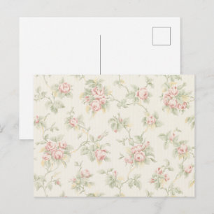 Carte Postale Motif floral Cottagecore de rose rose vintage