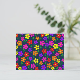 Carte Postale Motif floral de fleurs colorées