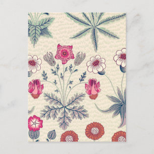 Carte Postale Motif floral de marguerite de William Morris rouge