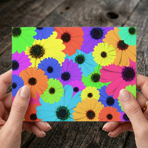 Carte Postale Motif floral de marguerite psychédélique coloré