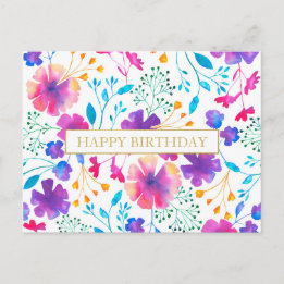 Carte postale Motif Floral de message personnalisé