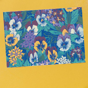 Carte Postale Motif floral de pensée vintage Jardin de campagn