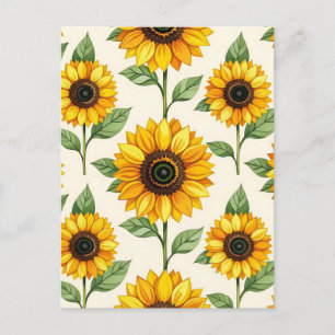 Carte Postale Motif floral de tournesol jaune vif sans couture