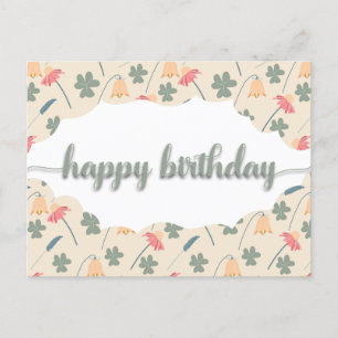 Carte Postale Motif floral élégant Joyeux Anniversaire