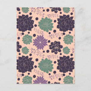 Carte Postale Motif Floral rose Succulent