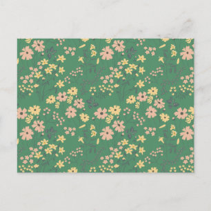 Carte Postale Motif floral vert bohème moderne