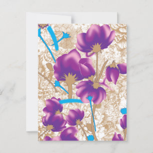 Carte Postale Motif floral vif avec violet et bleu f