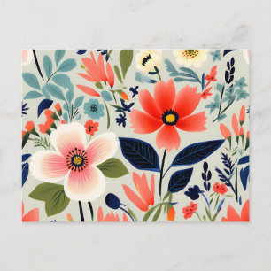 Carte Postale Motif floral vintage avec des couleurs vives