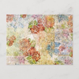 Carte Postale Motif floral vintage en détresse