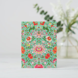 Carte Postale Motif floral vintage, style William Morris,