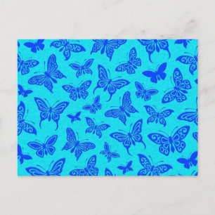 Carte Postale Motif Flying Blue Butterflies