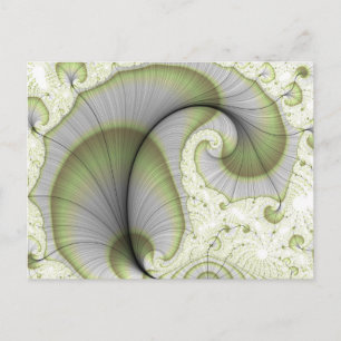 Carte Postale Motif fractal Abstrait vert feuilles
