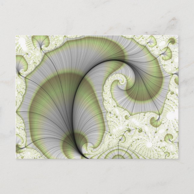 Carte Postale Motif fractal Abstrait vert feuilles (Devant)