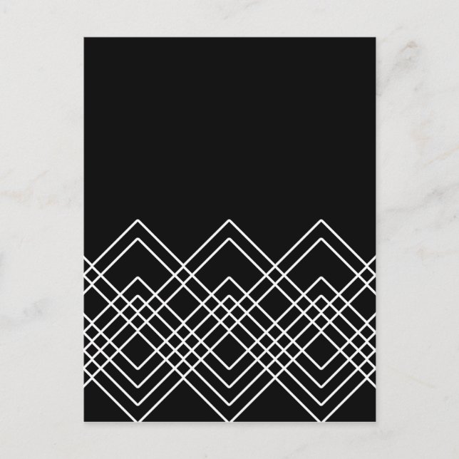 Carte Postale Motif géométrique Abstrait - noir et blanc. (Devant)