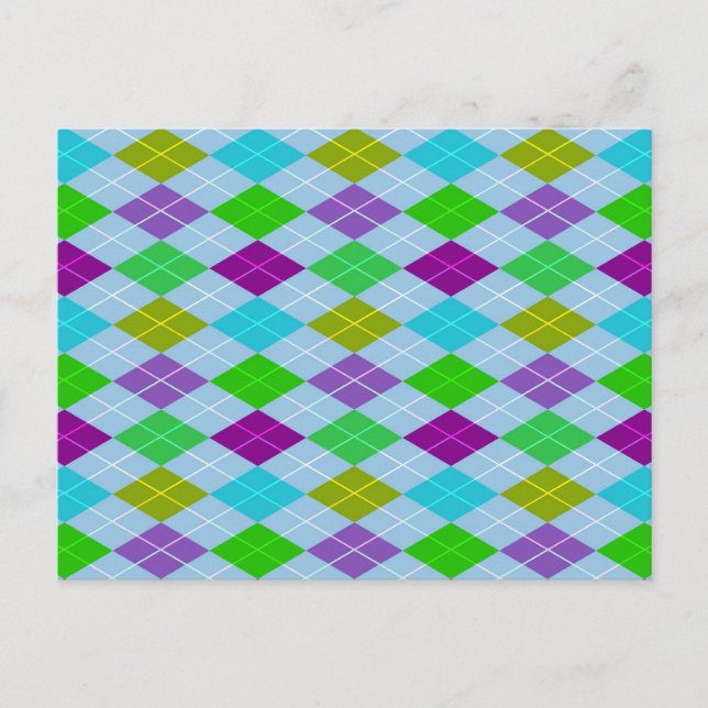 Carte Postale Motif géométrique arlequin coloré brillant (Devant)