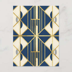 Carte Postale Motif géométrique Art Déco Navy et Or