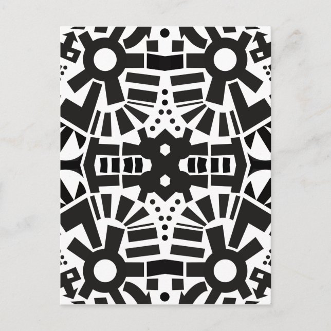 Carte Postale Motif géométrique noir et blanc moderne (Devant)