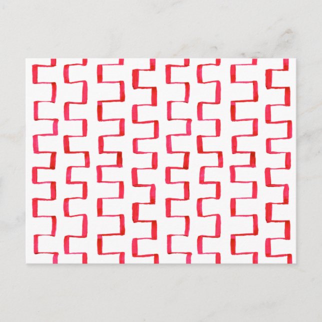 Carte Postale Motif géométrique rouge Abstrait peint (Devant)