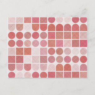 Carte Postale Motif géométrique rouge rétro