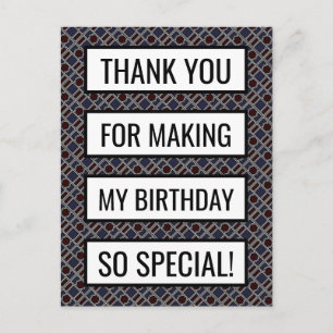 Carte Postale Motif géométrique tendance, Merci d'anniversaire