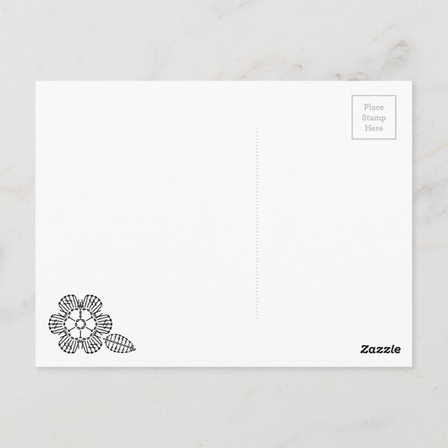 Carte Postale Motif graphique crochet fleurs et feuilles (Dos)